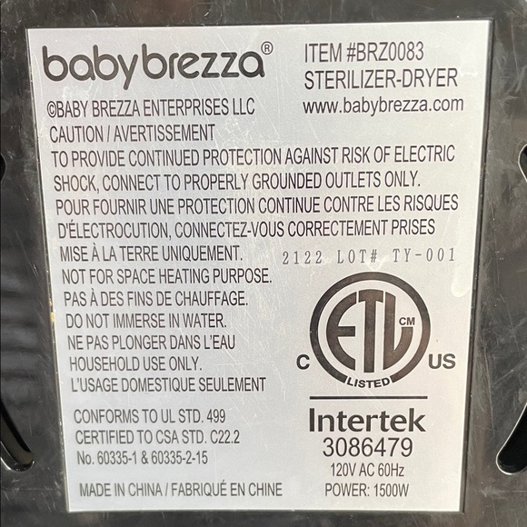 Baby Brezza Black and White Sterilizer - Picture 9 of 10